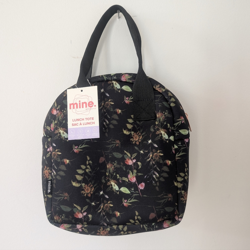 Mine My Tagalongs Black Floral Neoprene Lunch Tote ✨🌹(NWT)